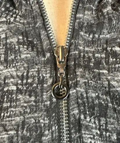 Yushi Womens Stand Collar Swing Jacket Full Zip L Large Gray Black High Low