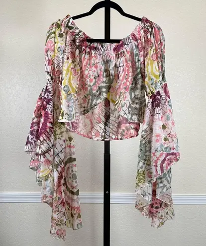 Live 4 Truth Festival Romantic Boho Crop Top Off Shoulder Ruffle Lightweight Medium Western