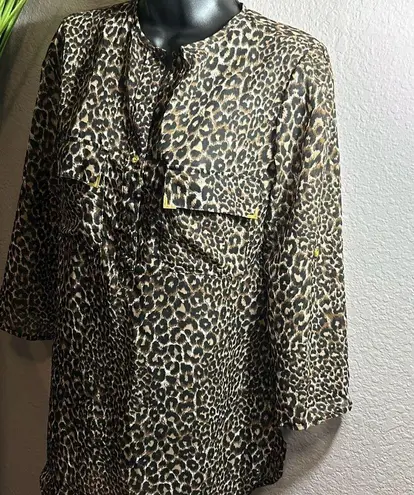 Wishful park #353  sheer animal printed adjustable sleeve top size small