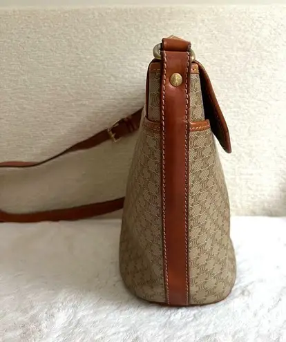 CELINE  Macadam Coated Canvas and Leather Crossbody Bag