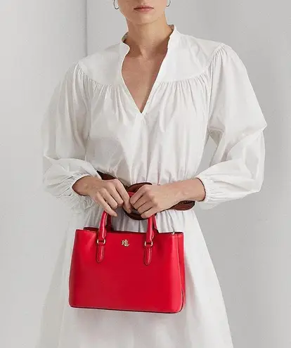 Lauren Ralph Lauren Marcy 26 Small Satchel in Red, NEW w/Tag Retail $350 Red