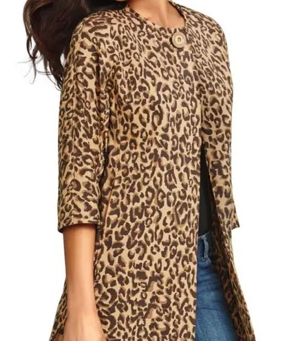 Carol Anderson by Invitation Animal Print Pockets Longer Duster Jacket Size XS