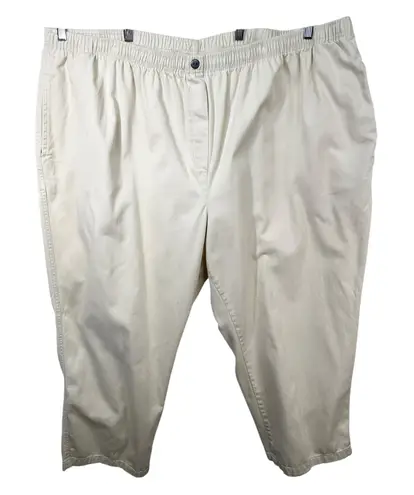 Woman Within Plus Size 36T Cropped Pants Capri Light Yellow Cotton Elastic 242