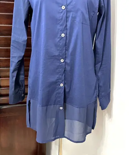 Tommy Bahama  Womens Button Front Shirt Blue Long Sleeve Collar Stretch Pocket S