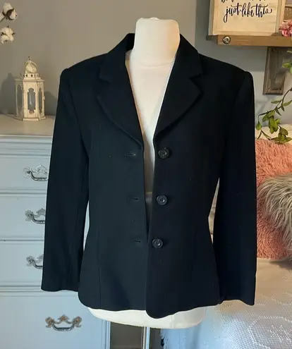 Jacqueline Ferrar Vintage Cashmere Wool Black Blazer Jacket Suit Womens 8