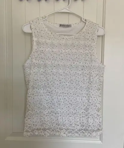 Dress Barn  women’s lace sparkly sleeveless blouse — large