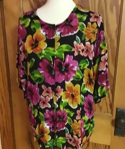 Vintage 80s bright floral oversized top Size L