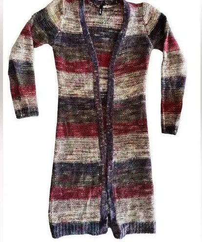 Ultra Flirt  long colorful striped open knit cardigan size S