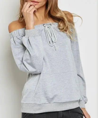 Lumière New Off The Shoulder Sweatshirt Bardot Sweat Top Heather Gray