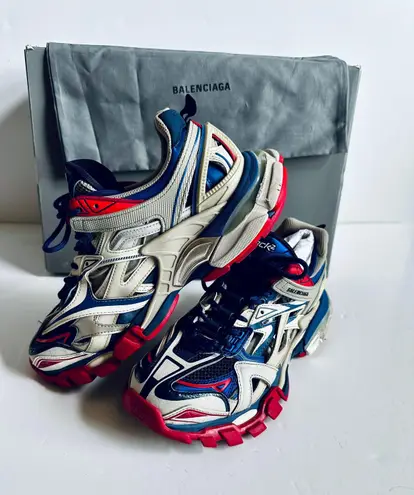 Balenciaga Multi Leather And Mesh Track.2 Open Sneakers Unisex Size 41 Mix Color