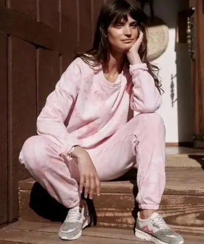 Allfenix Aryah Sweatshirt Pullover Long Sleeve Tie Dye Print Cotton Pink Size XS