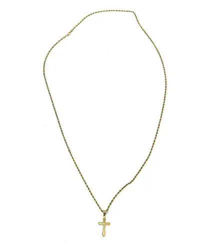 10K rope chain with 10K dual sided cross pendant, 4.8g Gold