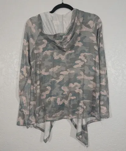 Jaclyn Intimates Gray Camouflage Flyaway Cardigan Size Large