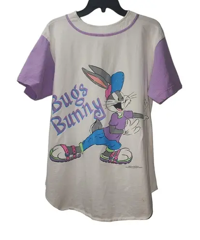 Vintage Bugs Bunny Baseball Jersey Looney Tunes 90s Cartoon Shirt Purple Size M