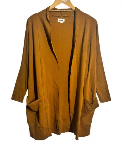 Pact Organic Cotton Chai Heather Brooklyn Cardigan Women S/M Casual Minimal