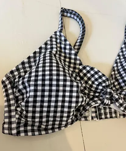 Xhilaration Black and White Gingham Knotted Swimsuit Top