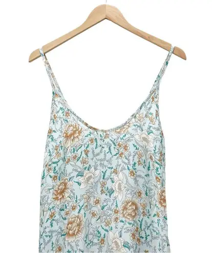 Cupshe NWT  Ruffle Hem Blue Floral Print Boho Slip Dress Swim Cover Sz Medium NEW