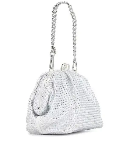 olga berg Charley Hotfix Crystal Bag in White New Womens Clutch Crossbody party