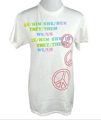 Love Is Love Pronouns TShirt White Size Small