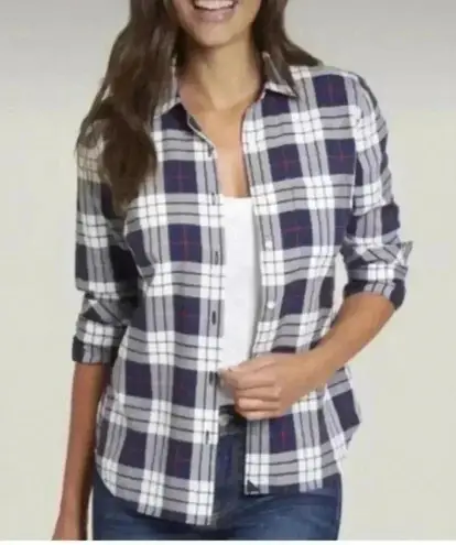 NWT Untuckit Sorbo Shirt women’s Windowpane Plaid Long Sleeve Button Up Blue Size 2