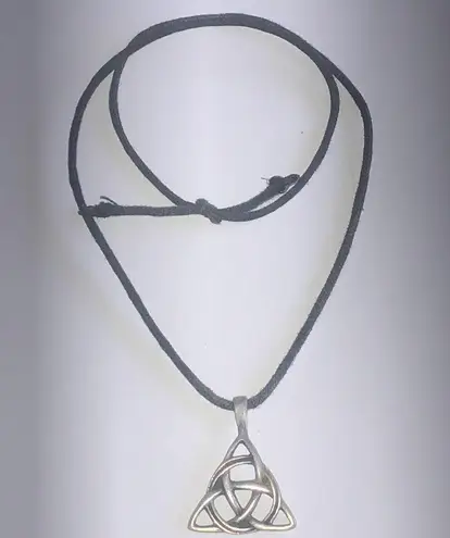 Silver Tone Pewter Celtic Knot Boho Pendant Necklace