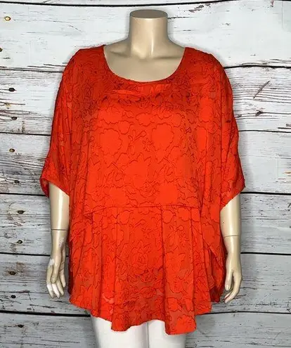 DG2 by Diane Gilman NWT Sz 3X Floral 30th Anniversary Layered Kimono Blouse Top Red