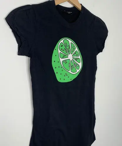 Dorothy Perkins Black T-Shirt Green Lime London Size Small