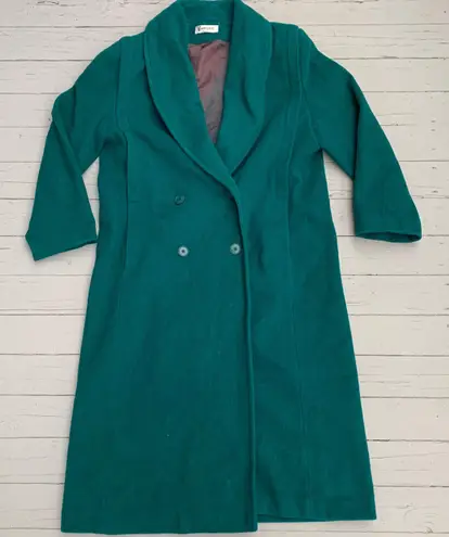 Vintage Lined Green Wool Forecaster Trench Coat Made in USA Size M