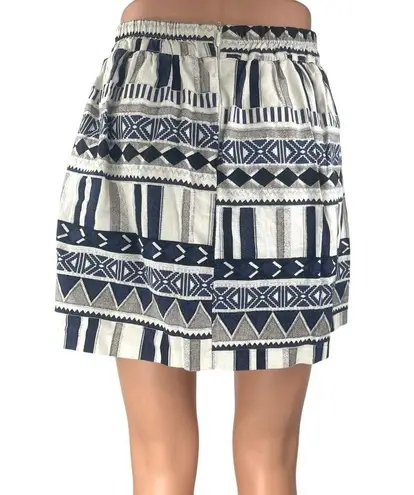 The Shew Women's Navy White Geometric Print Zipper Mini A