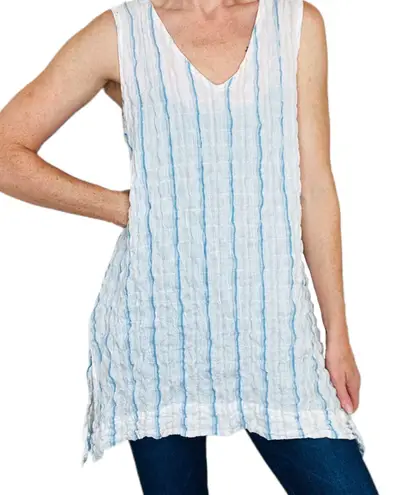 Cut Loose White & Blue Stripe Tunic Minimalist Beach Tank Top