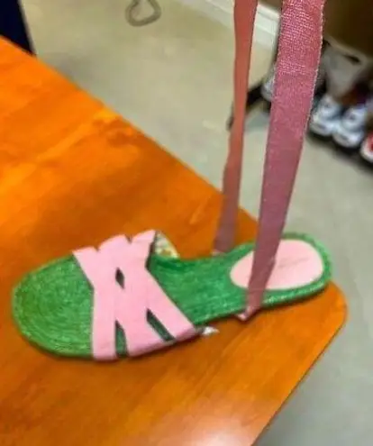 Adrienne Vittadini Green Rope Pink Lace-Up Sandals – Made in Spain, Size 7