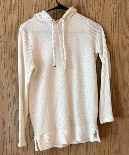 Nine West White ribbed long sleeve hoodie