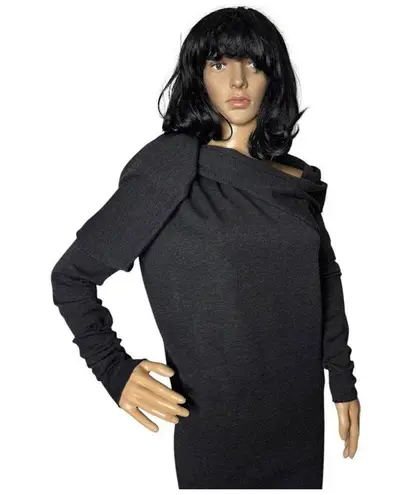 LANVIN Draped Twisted Wool long sleeved sweater dress in gray size small