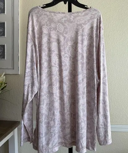 Romantic Boho Paisley Long Sleeve Blouse 3X Flowy Casual Top Soft Stretch Shirt Purple