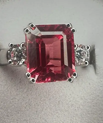 Exquisite Sunset Padparadscha Sapphire 925 Sterling Silver Size 7