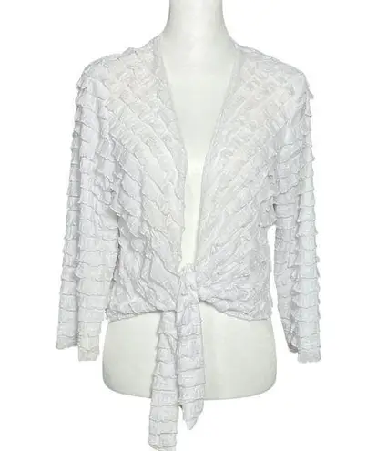 Vintage Y2K White Ruffle Tie Front Top Bolero. Size Large. Fairy, Whimsical