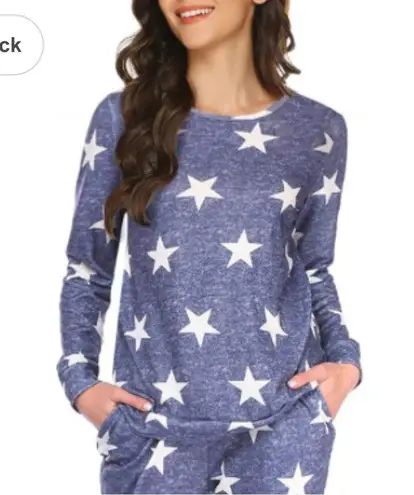 Ekouaer White Star Print Long Sleeve Sleep Shirt Women's Size XXL new : Box LO3: Blue