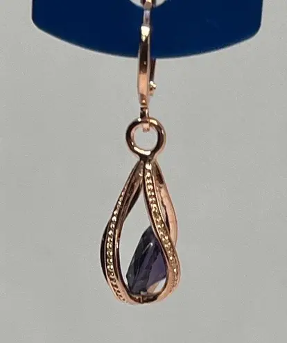 Amethyst Natural Purple Lever-back Earrings