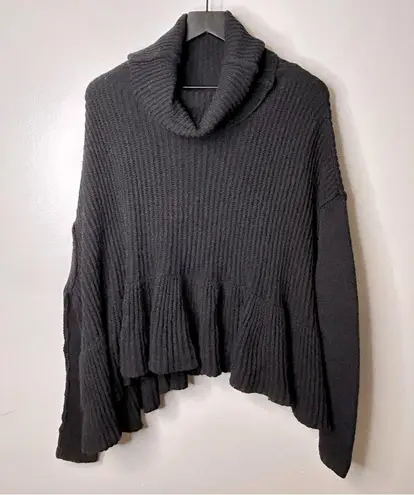 Free People  Black Forest Layer Cake Ribbed Ruffle Turtleneck Sweater Size XS - Image 3