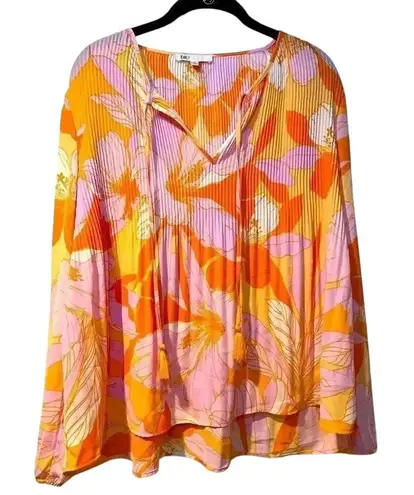 Flowy Tropical Print Blouse V