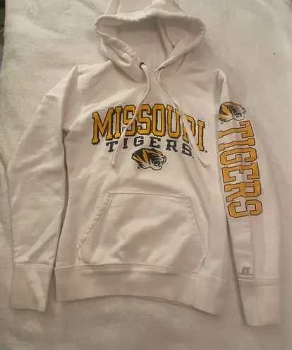 Russell Athletic Univ of Missouri Mizzou White Hoodie Sweatshirt Sz Sm