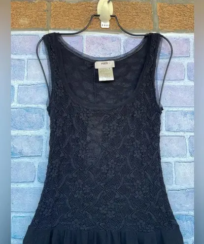Fuzzi Jean Paul guiltier Black Lace Tulle Mesh Fit Flare Stretch dress small