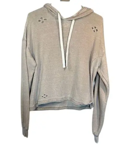 Colsie Beige Distressed Hooded Long Sleeve Casual Comfy Sweatshirt Women Sz XS