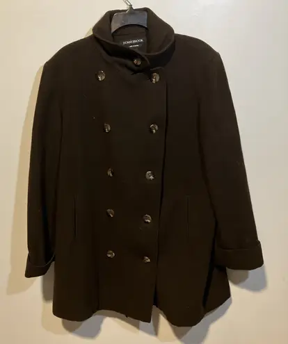 Donny Brook Brown Pea Coat, Size 14 Petticoat, Double Breasted Coat, Vintage