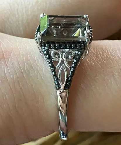 Natural Smoky Quartz Sterling Silver Solitaire Ring Size 10