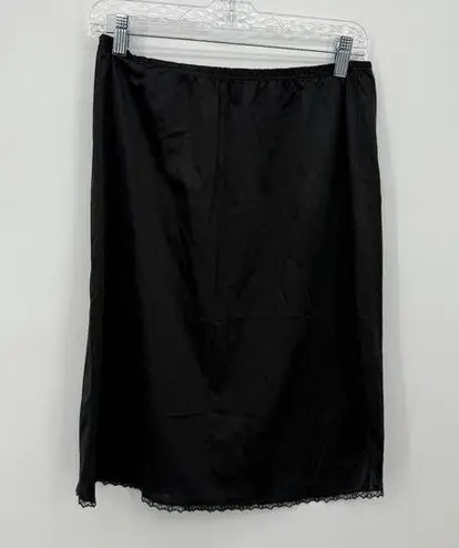 Vanity Fair Vintage Black Nylon Slip Half Skirt Size Medium Elastic USA