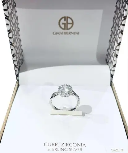 Giani Bernini NEW TWIST HALO RING CZ & Sterling Silver Ladies Size 9 Boxed