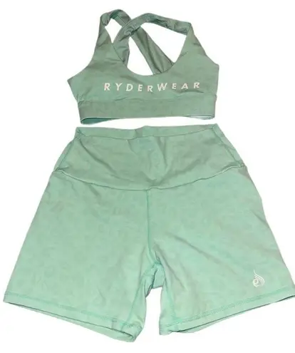 Ryderwear 2 piece Mint Green Sports Bra & Shorts Set