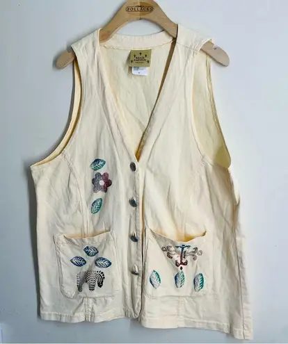 Blue Cactus Vintage Artsy Yellow Vest made in USA size M Size M