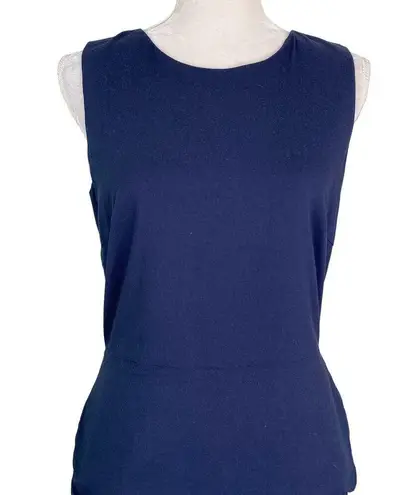 J. McLaughlin Sheath Dress Navy 10 Sleeveless Scallop Tiers Stretch
